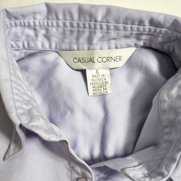 Casual Corner Womens Light Lavender Cotton Collar Long Sleeve Button Down Size 6 - Picture 2 of 6